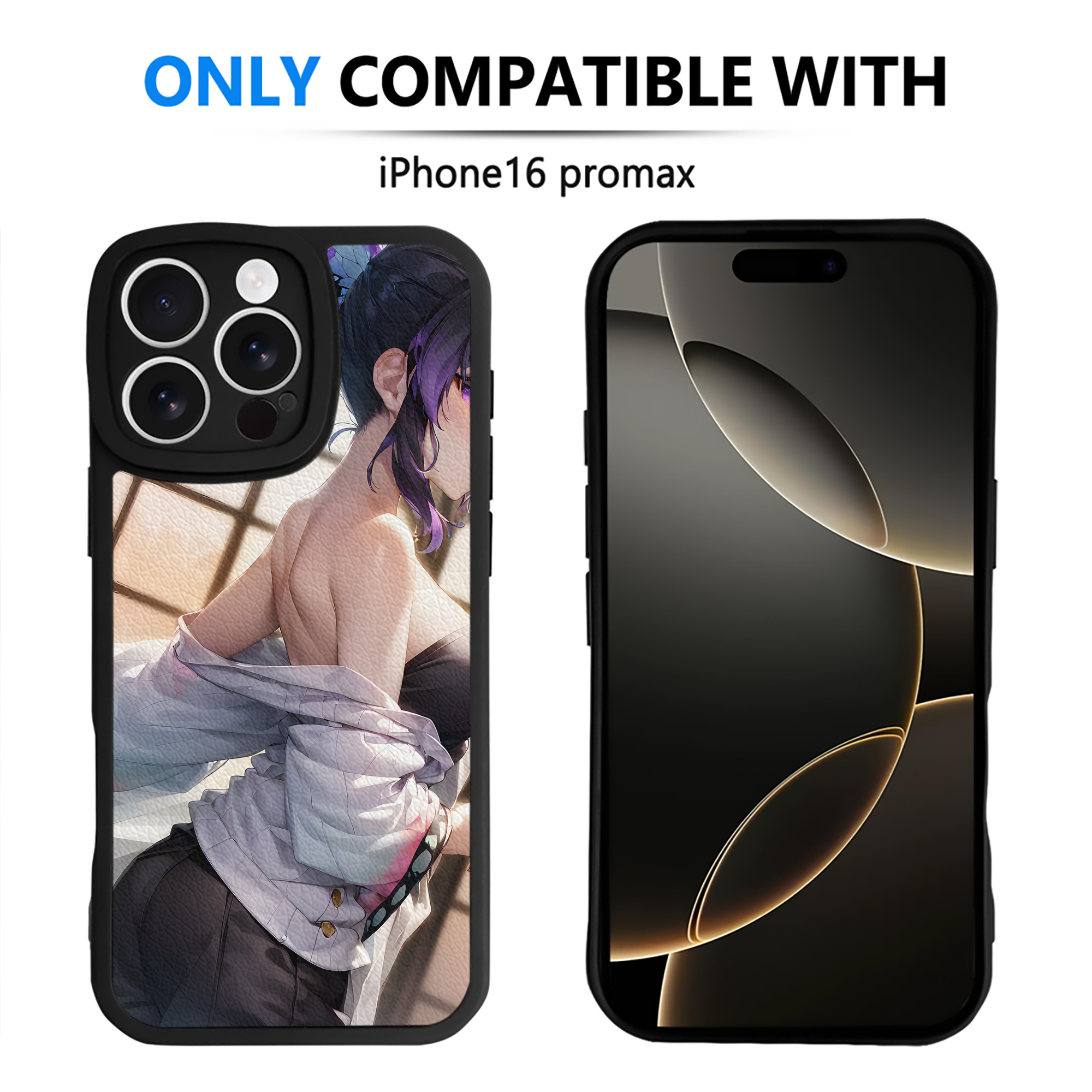 （画像用） 鬼滅の刃（きめつのやいば）蟲柱-胡蝶 しのぶ／こちょう しのぶ Kochou Shinobu 【iPhone 16シリーズ対応】シリコンスマホケース（レザー調） 材質：シリコン